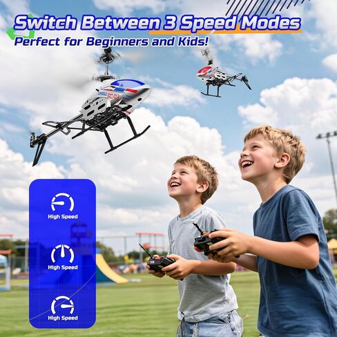DEERC RC Helicopter for Adults, Apache Remote Control Helicopter for Kids 8-12, Toy Helicopters RC with LED Lights, 2 Batteries, Altitude Hold, 2.4GHz Military Style for Indoor, Ideal for Birthday in Kuwait