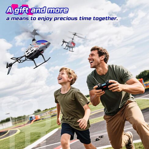 DEERC RC Helicopter for Adults, Apache Remote Control Helicopter for Kids 8-12, Toy Helicopters RC with LED Lights, 2 Batteries, Altitude Hold, 2.4GHz Military Style for Indoor, Ideal for Birthday in Kuwait