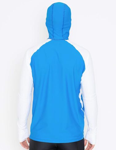 Tuga Men's Snorkel Hooded Rashguard, Caribbean Fish ID, UPF 50+, Made in USA in Saudi Arabia