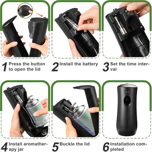 12 Pack Automatic Air Freshener Spray Dispenser,Wall Mounted or Free Standing Auto Freshener Dispenser Aerosol Sprayer for Hotel Office Living Room Bathroom Commercial Place,Black in Saudi Arabia