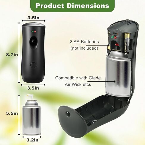 12 Pack Automatic Air Freshener Spray Dispenser,Wall Mounted or Free Standing Auto Freshener Dispenser Aerosol Sprayer for Hotel Office Living Room Bathroom Commercial Place,Black in Saudi Arabia