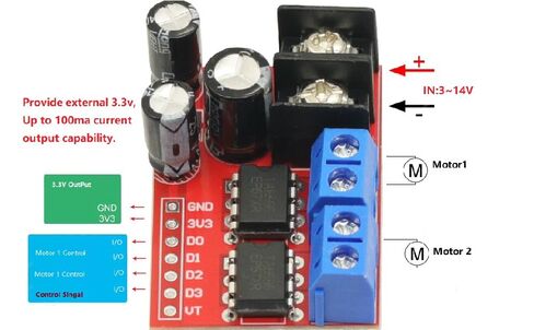 2PCS H Bridge Remote Control 5A 3V-14V Dual DC Motor Controller Drive Module Voltage Reverse PWM Speed Regulation Double in Kuwait