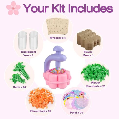 Fabric Flower Bouquets Toys, DIY Craft Kits Toys for Kids, Educational Arts & Crafts Toy, Build Your Own Flowers, DIY Creative Activity Christmas Birthday Gift for 4 5 6 7 8+ Year Old Toddler Girls in Kuwait