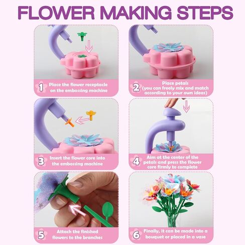 Fabric Flower Bouquets Toys, DIY Craft Kits Toys for Kids, Educational Arts & Crafts Toy, Build Your Own Flowers, DIY Creative Activity Christmas Birthday Gift for 4 5 6 7 8+ Year Old Toddler Girls in Kuwait