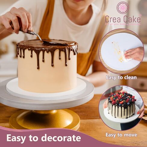 Crea Cake® 12 Pack Cake Boards 10 Inch Round - Sturdy 1/2" Thick Cake Drum, Food-Grade & Grease-Proof Cardboard Base Rounds, 10 inch Board, Drums for Multi-Layer, Tiered & Heavy Cakes, Glossy White in Saudi Arabia