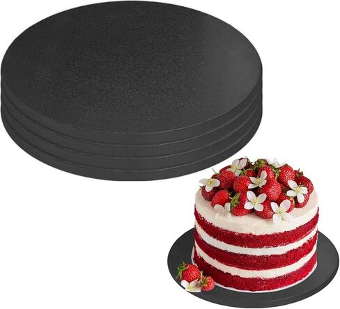 4 PCS Cake Drums, 1/2 Inch Thick 12 Inch Round Cake Boards, Four Colors: White, Gold, Silver and Black, Professional Quality Cake Cardboards, Card Base in Kuwait