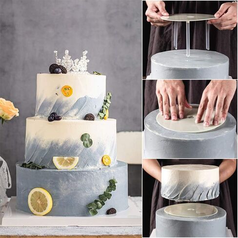 Yuraku Cake Stand Plastic Dowels for Cakes, 9 Pieces Rods and 3 Pieces Circle Bases for Tiered Cake Construction and Stacking(9" Rods + 4.7" 6.3" 7.8" Bases) (White 3-Pack) in Saudi Arabia