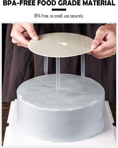 Yuraku Cake Stand Plastic Dowels for Cakes, 9 Pieces Rods and 3 Pieces Circle Bases for Tiered Cake Construction and Stacking(9" Rods + 4.7" 6.3" 7.8" Bases) (White 3-Pack) in Saudi Arabia