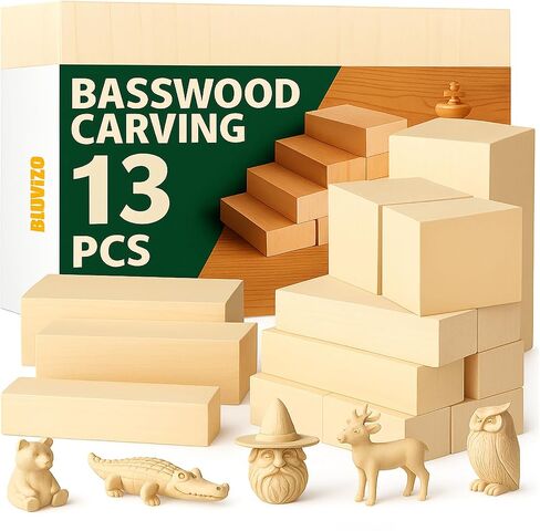 Basswood Carving Blocks 24PCS: Whittling Wood Blocks Wood Carving Kit with 3 Different Sizes - Soft Woodworking Blanks for Crafts Beginners Kids Adults in Saudi Arabia