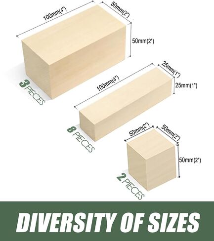 Basswood Carving Blocks 24PCS: Whittling Wood Blocks Wood Carving Kit with 3 Different Sizes - Soft Woodworking Blanks for Crafts Beginners Kids Adults in Saudi Arabia