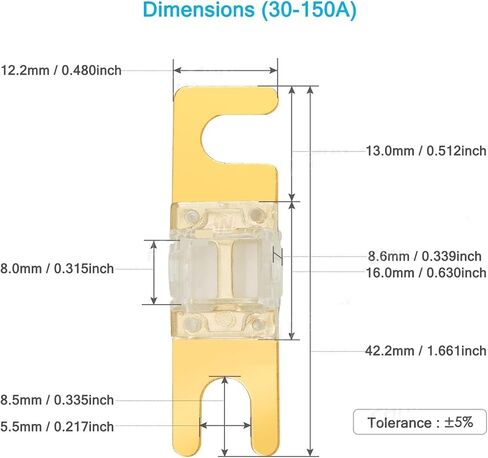 Mini Bolt Fuse 30 40 50 60 70 80 100 125 150 AMP A 5V 12V 24V 32V Auto Auto Audio Bolt-On Fusee 5pcs (125a) in Saudi Arabia