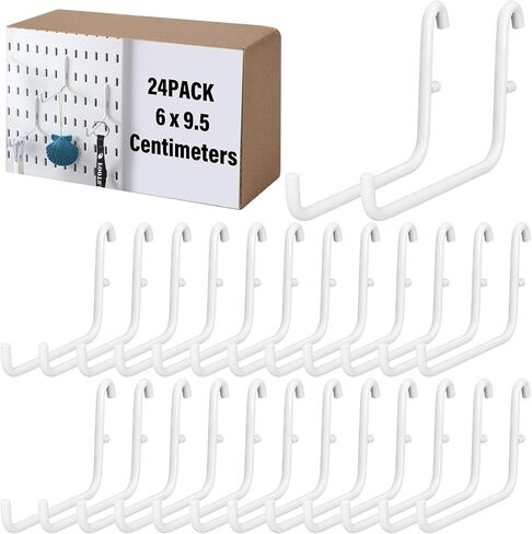 24 PEGBoard Hooks متوافقة مع Ikea Skadis Pegboard ، Long L Hooks Pegboard Accessories لأداة تخزين المكاتب المنزلية ، لوحات المفاتيح عرض (أبيض) in Kuwait