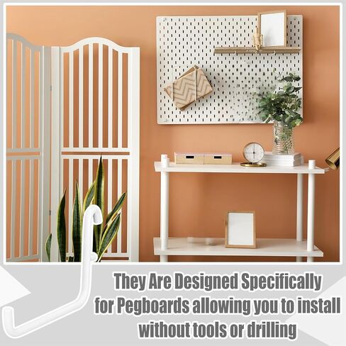 24 PEGBoard Hooks متوافقة مع Ikea Skadis Pegboard ، Long L Hooks Pegboard Accessories لأداة تخزين المكاتب المنزلية ، لوحات المفاتيح عرض (أبيض) in Kuwait