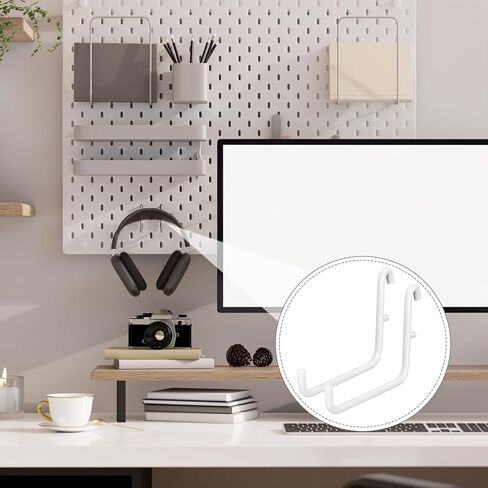 24 PEGBoard Hooks متوافقة مع Ikea Skadis Pegboard ، Long L Hooks Pegboard Accessories لأداة تخزين المكاتب المنزلية ، لوحات المفاتيح عرض (أبيض) in Kuwait