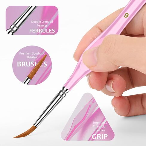 10Pcs Micro Paint Brushes Set with Triangular Handles - For Acrylic, Watercolor, Crafts, Models in Saudi Arabia