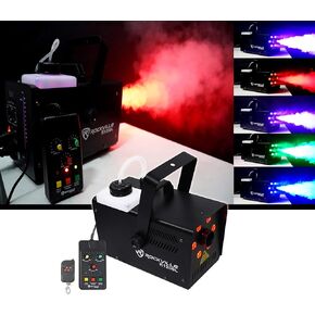 Rockville R1200L Fog/Smoke Machine مع مصابيح LED RGB ، وتأثيرات سوية ، و 7 قنوات DMX ، وأدوات التحكم السلكية/اللاسلكية ، للدي جي والاستخدام على المسرح in Kuwait