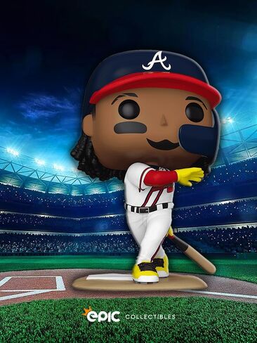 Pop Baseball: Braves - Ronald Acuna Jr. Batting Vinyl Figure Complsibles متضمنة مع واقي الصناديق المتوافق مع Funko in Saudi Arabia
