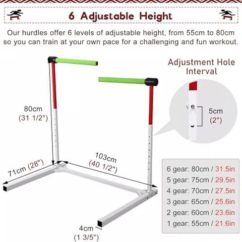 Metalized Foam Hurdles Track and Field, Set of 5 Speed Training Hurdles for Kids Adults, Adjustable Height Agility Training Equipment, Easy Assembly(Kids) in Saudi Arabia