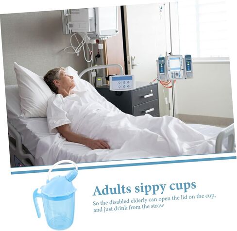 VALICLUD Straw Drinking Cup for Bedridden Patients Spill-Proof 10 oz Liquid Feeding Cup with Lid for Elderly and Disabled Care Practical for Maternity Use in Saudi Arabia
