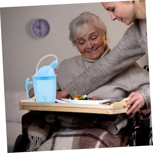 VALICLUD Straw Drinking Cup for Bedridden Patients Spill-Proof 10 oz Liquid Feeding Cup with Lid for Elderly and Disabled Care Practical for Maternity Use in Saudi Arabia