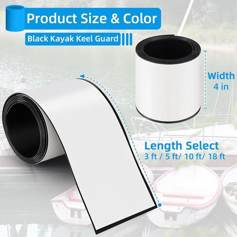 Keel Guard for Kayak,4" Width Black Boat Keel Protector for Kayak Canoe JetSki Catamarans SUPs Boards Paddle Edges,Self Adhesive DIY Kayak Keel Guard Protector Tape Hull Shield Protective Guard in Kuwait