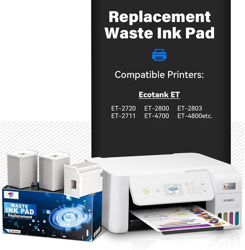 Waste Ink Pad Replacement with Reset Software Compatible Replacement for Ecotank ET-2800 ET-4800 ET-2720 ET-2803 ET-2400 ET-4700 ET2800 Printer, Maintenance Box with Reset Software (3 Pack) in Saudi Arabia