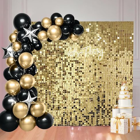36 Pcs Light Gold Shimmer Wall Backdrop Panels for Birthday Party Decoration - 6x6 FT Square Sequin Backdrop in Saudi Arabia
