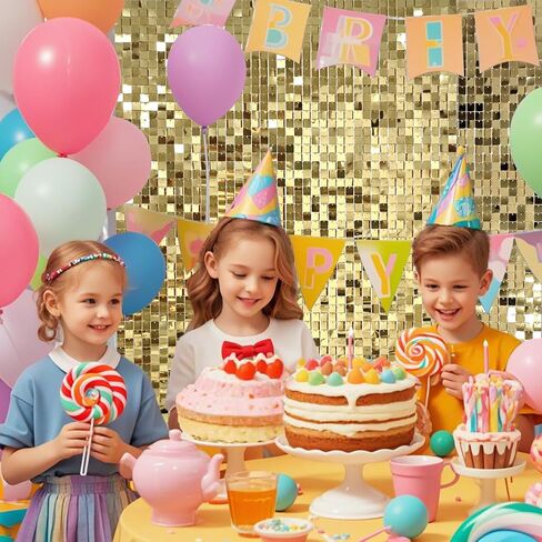 36 Pcs Light Gold Shimmer Wall Backdrop Panels for Birthday Party Decoration - 6x6 FT Square Sequin Backdrop in Saudi Arabia