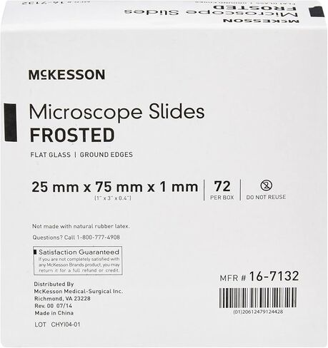 McKesson 16-7132 Microscope Slide 1 × 3 "× 1 مم نهاية الصقيع (حزمة 72) in Kuwait