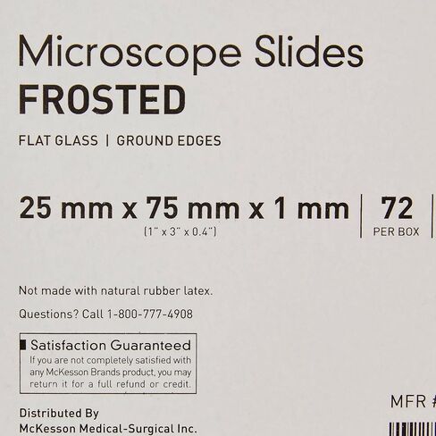 McKesson 16-7132 Microscope Slide 1 × 3 "× 1 مم نهاية الصقيع (حزمة 72) in Kuwait