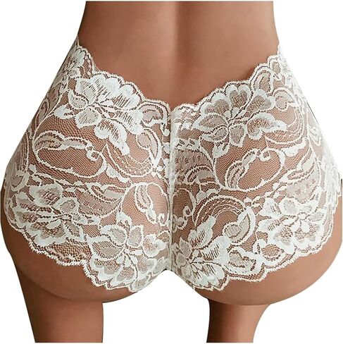 Womens Lace Mesh Underwear Sexy High Waist Panty Seamless Lace Ladies No Show Panties (Available in Plus Size) in Saudi Arabia