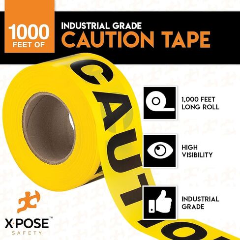 Xpose Safety Yellow Police Line Do Not Cross Tape – (2 Rolls) – 3" x 1000' High-Visibility Barricade Tape for Construction Sites, Hazards, Crime Scenes in Saudi Arabia