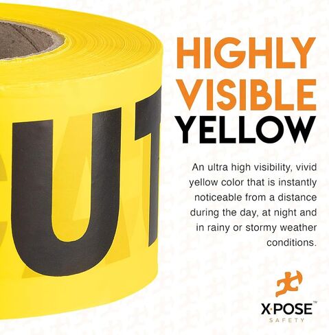 Xpose Safety Yellow Police Line Do Not Cross Tape – (2 Rolls) – 3" x 1000' High-Visibility Barricade Tape for Construction Sites, Hazards, Crime Scenes in Saudi Arabia