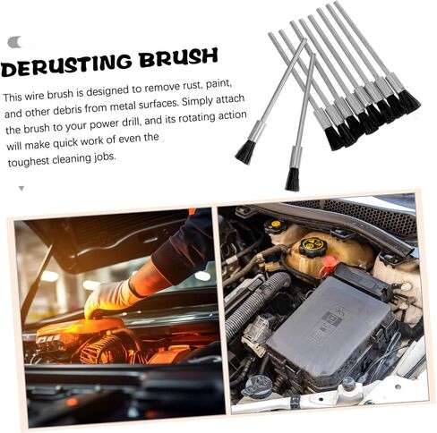 PRETYZOOM 10pcs Industrial Wire Brush with Long Handle Steel Bristles Cleaning Tool for Welders Drill Compatible Round Wire Brushes for Rust Removal and Paint Surface Maintenance in Saudi Arabia