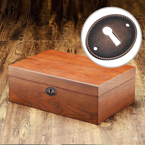 4PCS Elliptical Vintage Decorative Corner Code Lock Plates Red Antique Copper Metal Iron Keyhole Cover Pins 1.37x1.06 Inches for Drawer Installation Keyhole Covers Cabinet Doors Desks Boxes in Saudi Arabia
