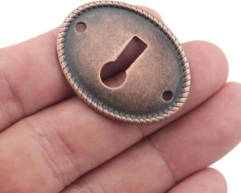 4PCS Elliptical Vintage Decorative Corner Code Lock Plates Red Antique Copper Metal Iron Keyhole Cover Pins 1.37x1.06 Inches for Drawer Installation Keyhole Covers Cabinet Doors Desks Boxes in Saudi Arabia