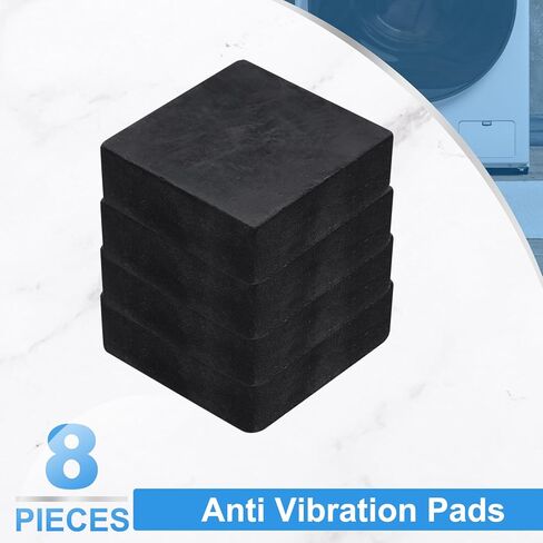 UXCELL 8PCS منصات الاهتزاز المضادة للمطاط ، 2 "× 2" × 0.8 "منصات غسالة تمتص الصدمات المطاطية مربعة ، حصيرة حامي غير مركبة لضاغط مكيف مجفف الغسالة in Kuwait
