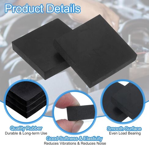 UXCELL 8PCS منصات الاهتزاز المضادة للمطاط ، 2 "× 2" × 0.8 "منصات غسالة تمتص الصدمات المطاطية مربعة ، حصيرة حامي غير مركبة لضاغط مكيف مجفف الغسالة in Kuwait