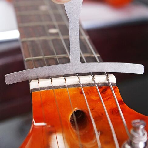 9Pcs Guitar Understring Radius Gauge Luthier Tool Stainless Steel Tool Set Bass Fretboard Measurements and Bridge Saddles Adjustments with Pin Puller in Saudi Arabia