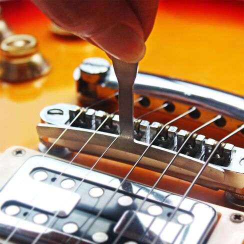 9Pcs Guitar Understring Radius Gauge Luthier Tool Stainless Steel Tool Set Bass Fretboard Measurements and Bridge Saddles Adjustments with Pin Puller in Saudi Arabia