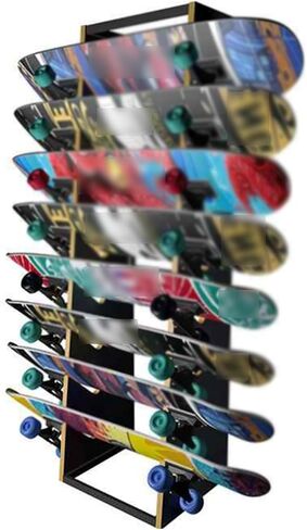 8-layer Skateboard Rack,Wooden Snowboard Display Cabinet,Floor-standing Surfboard Rack,can Store and Display 8 Pieces,Easy to Install in Saudi Arabia