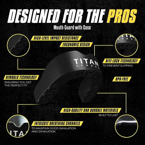 Titan Armour® Mouth Guard Boxing | Premium Dual-Layer | Case Included | Adult & Youth (11+) Custom-Fit Mouthpiece | Boil & Bite Mouthguard for Men: Football, MMA, Hockey, Lacrosse, BJJ, Basketball in Saudi Arabia