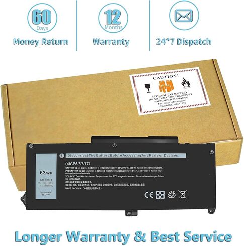 95Wh PKWVM Battery for Dell Precision 7550 7750 7560 7760 Series PKWVM 0PKWVM PWKVM C903V 68ND3 068N03 CR72X 0CR72X 447VR 0447VR 17C06 G5FJ8 453-BBCQ 11.4V 6-Cell in Saudi Arabia
