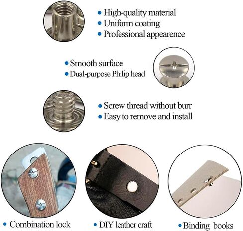 100Sets M5 Leather Chicago Screws Assorted Metal Leather Fasteners Buttons Screw Rivets， for Leather Craft Decorate and Repair Belts Bags Shoes Purse (Gunmetal Black, M5*4,5,6,7,8,10) in Saudi Arabia