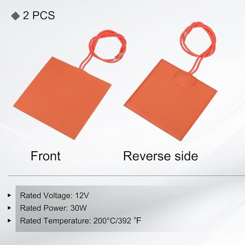 MECCANIXITY 2pcs Silicone Heating Pad, 12V 30W Heater Film Flexible Heating Plate 100mmx100mm Heater Mat for Constant Temperature in Saudi Arabia