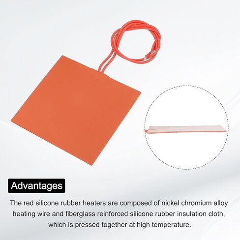 MECCANIXITY 2pcs Silicone Heating Pad, 12V 30W Heater Film Flexible Heating Plate 100mmx100mm Heater Mat for Constant Temperature in Saudi Arabia