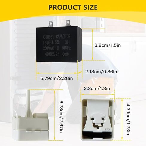 Xspeedonline AP5787784 Refrigerator Compressor Start Relay and Capacitor Compatible for Amana BB1922FES, ABB1922FEB, ABB1922FEQ11, ABB1922FEB11 ABB1922FED10 ABB1922FEQ Replace 67005562, 8171210 in Saudi Arabia