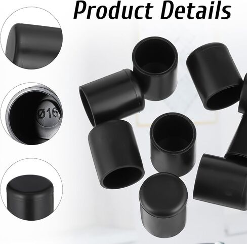 16 Pcs Foosball End Caps, 15.8mm Black Foosball Table Cover Parts Rod End Cap Universal Safety Rubber Flexible Ends Caps for Standard Tables Accessories Tip Protectors in Saudi Arabia