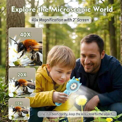 Kids Microscope- 500x Magnification,16X Zoom,Handheld Microscope for Kids with HD Cam,Portable Science Learning Tool,Christmas Birthday Gifts for Boys Girls Aged 3-12,32GB SD Card Include (Purple) in Saudi Arabia
