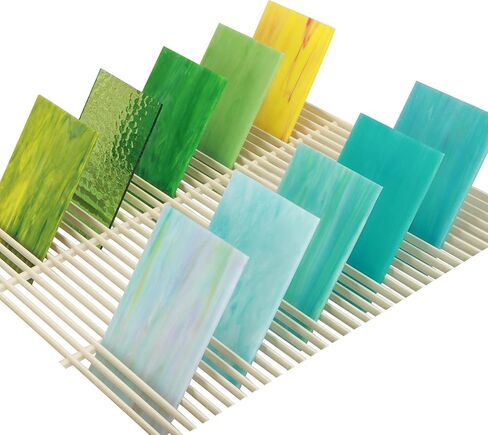 17 Sheets Stained Glass Pack,6 X 4 Inch Cathedral Glasses,Cathedral Art Glass for Mosaic Crafts & Supplies,Iridescent Colors DIY Home(Colorful) in Saudi Arabia